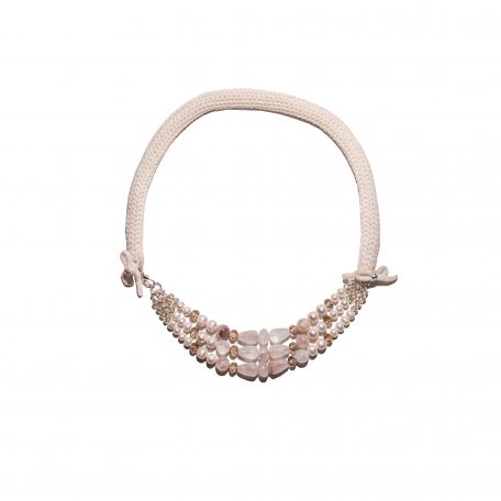 Dusty pink quartz single chain cashmere necklace
