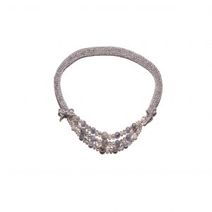 Grey quartz single chain cashmere necklace