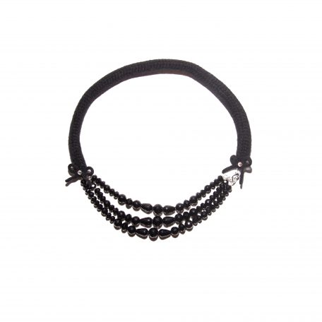 Onyx single chain cashmere necklace