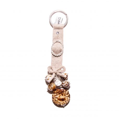 Brown fire agate cashmere keychain