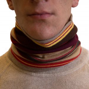 Multicolor beige striped collar cashmere scarf