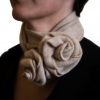 Beige rose collar cashmere scarf detail