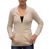 Natural hooded cashmere cardigan front