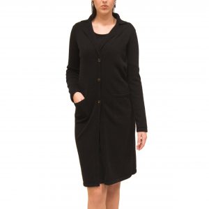Black cashmere coat front